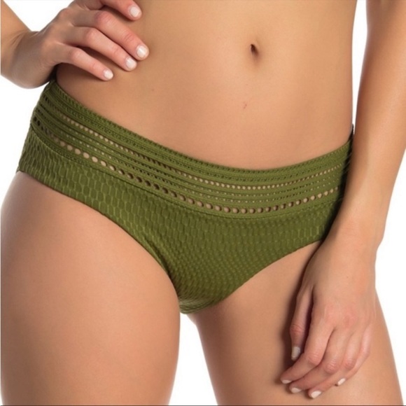 NWT Robin Piccone Perla Crochet Bikini Bottoms color moss - Picture 1 of 9